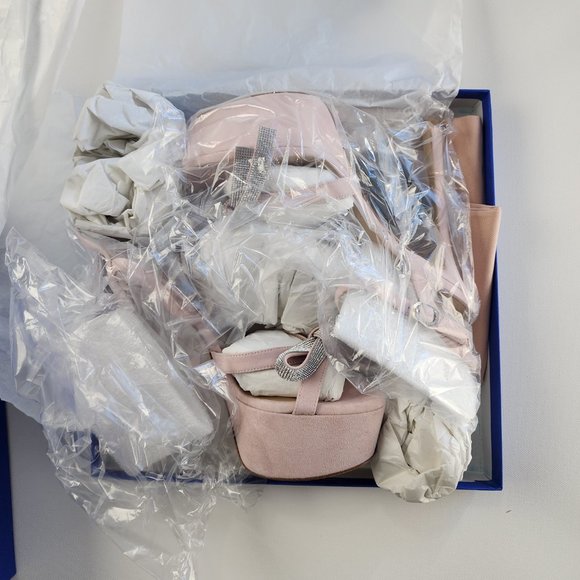 Stuart Weitzman Mega Crystal Bow Platform Sandals Color: Ballet New: Never Worn - Picture 12 of 13